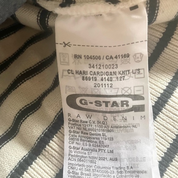 G-STAR RAW MEN'S CL HARI CARDIGAN STRIPED BLUE - Picture 5 of 5